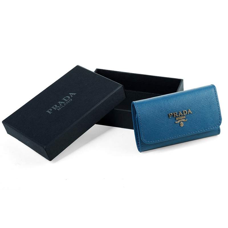Knockoff Prada Real Leather Wallet 1139 blue - Click Image to Close